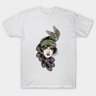 Peacock Lady Head/Face T-Shirt